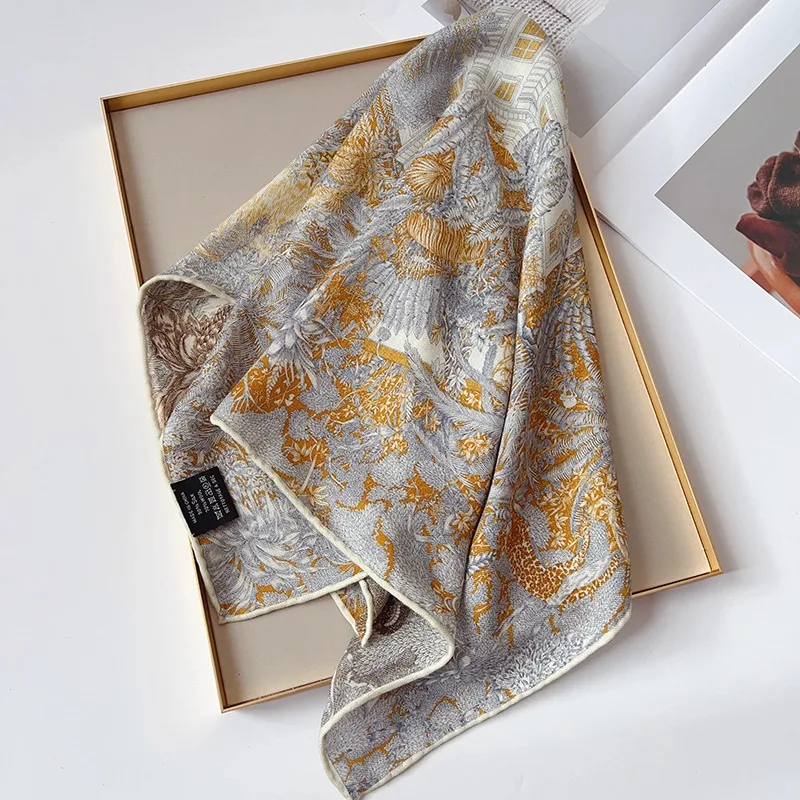 70% wool 30% Silk Scarf for Women Shawls Wraps Foulard high quality Scarves Square Pashmina Female Hijab Bandana luxury Kerchief