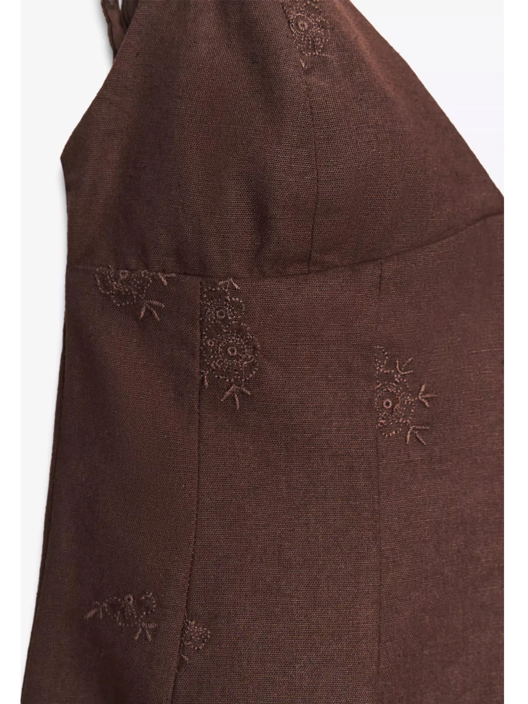 Gonna retrò da donna estiva con ricamo pesante marrone V-ne Dr Or Sle con motivo floreale Chiusura con cerniera Svel Vestibilità slim