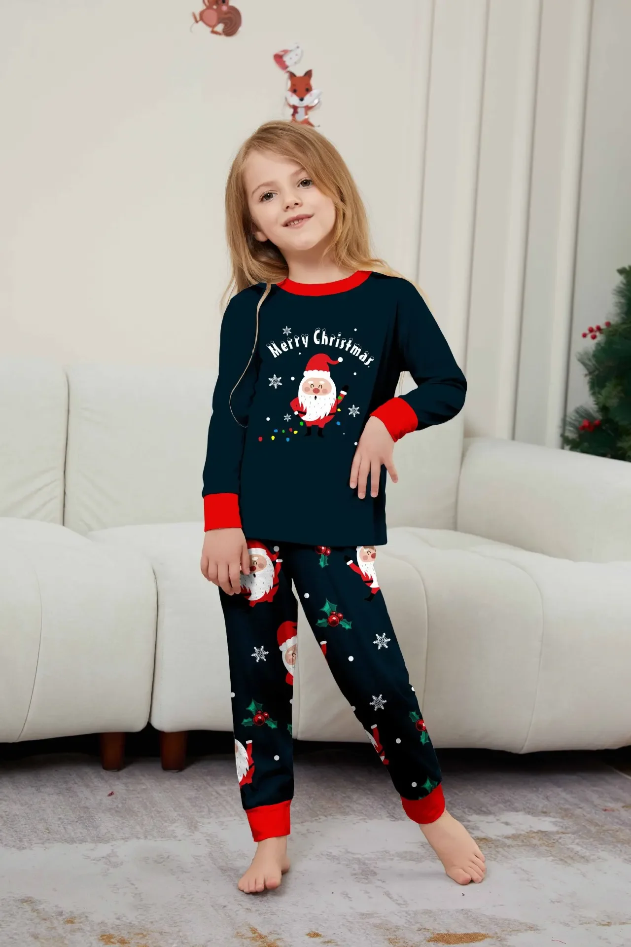 Family Look Santa Claus Print Pajamas Set Adult Kids Christmas Matching Outfits Baby Boys Girls Home Clothes Soft Cute Pyjamas