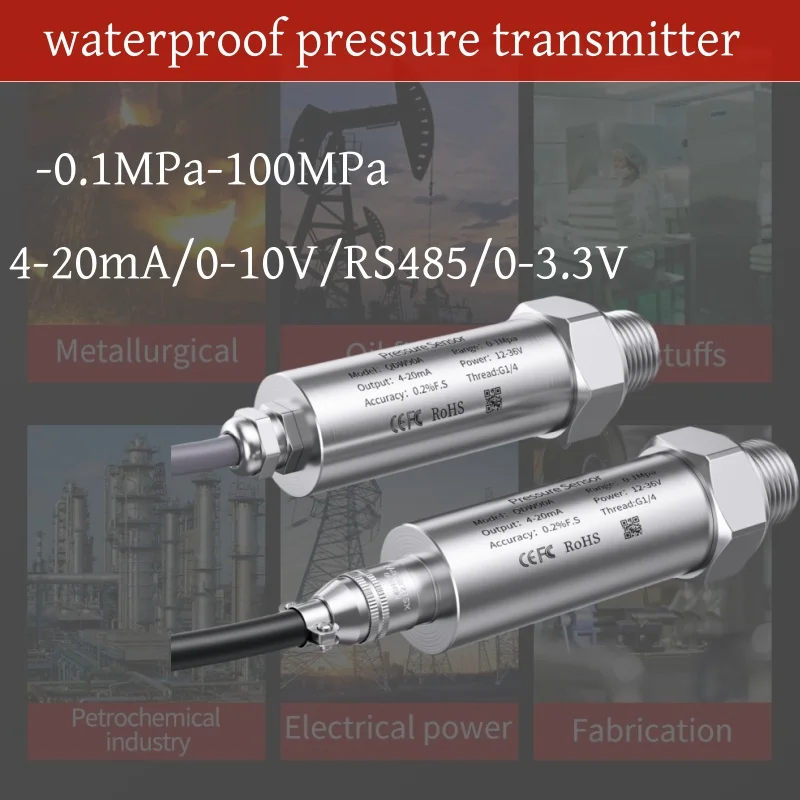 Waterproof Pressure Transmitter 10bar 100bar 400bar 4-20mA 0-10V M20*1.5 Pressure Sensor 0-5V RS485 Water Pressure Transmitter