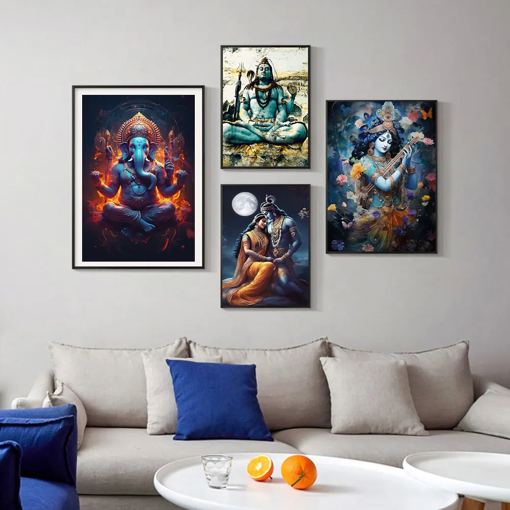 Modern Hindu God Wall Art, Lord Shiva Buddha Portrait, HD Canvas Painting, Poster Prints, Home Bedroom, Living Room Decoration