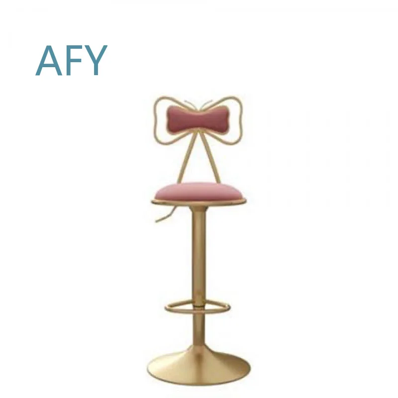 Bar Chair for Home Office with Gas Lift Height Adjustment Rotating Backrest Nordic Style Modern Luxury High Back Swivel Stool