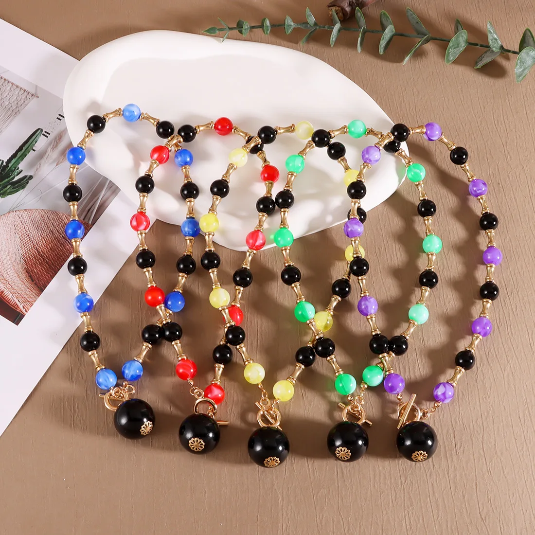 DIY accessories European and American cross-border jewelry, temperament fashion round bead necklace imitation pearl short neckla