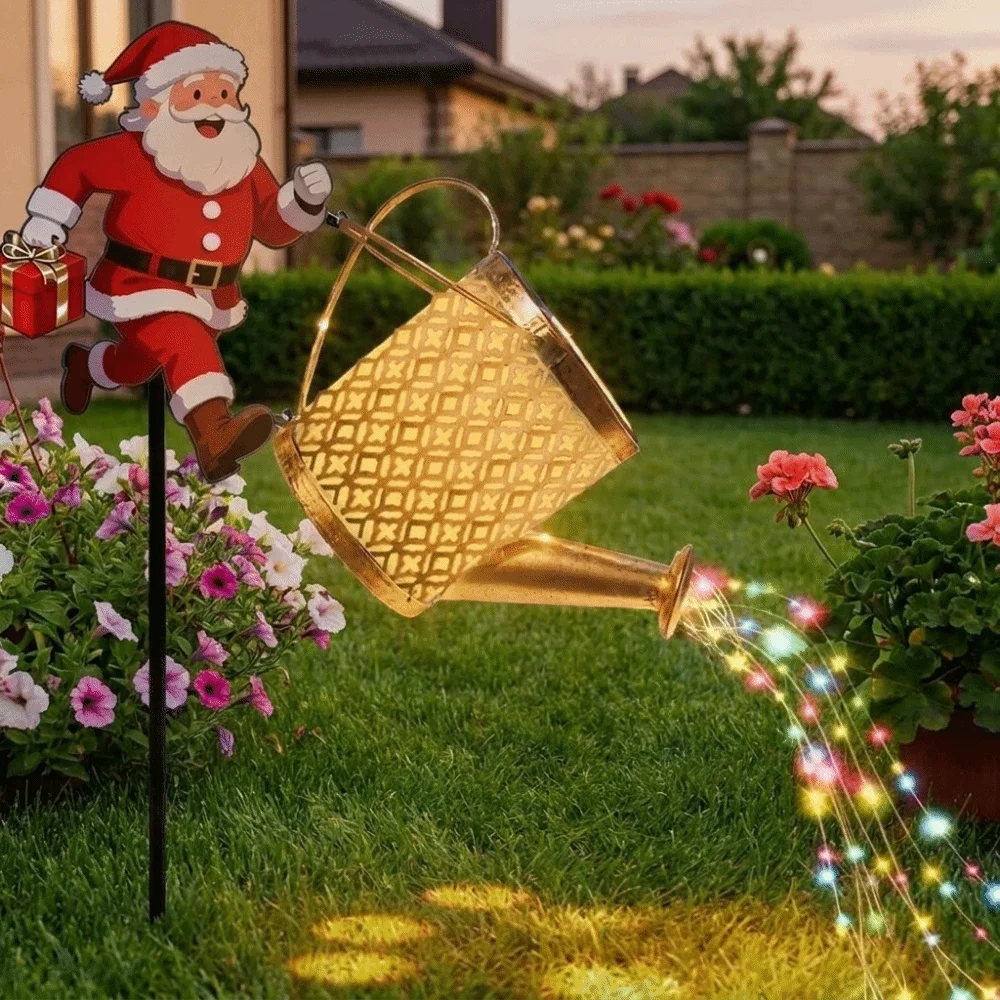 Solar Powered Christmas Santa Solar Kettle Light Waterproof LED Light Lawn Landscape Festive Lights Weather Resistant Elk