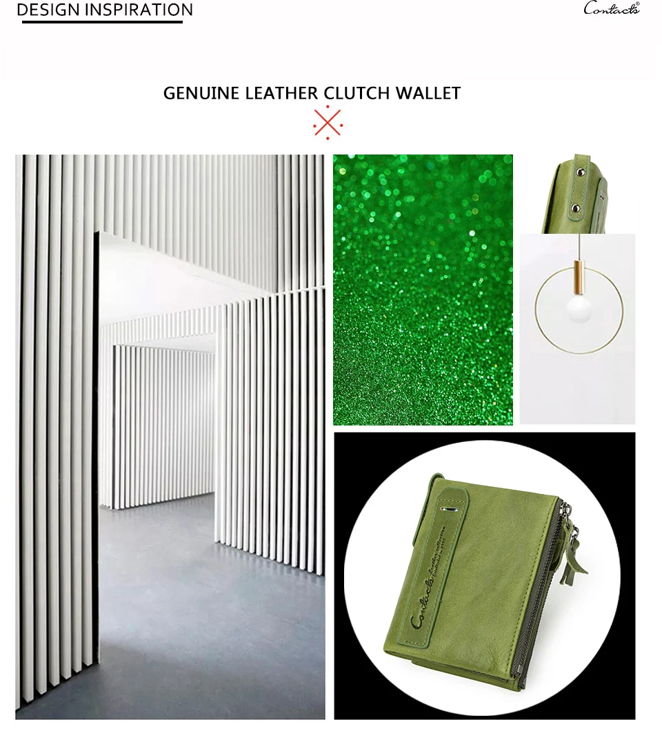 CONTACT'S Damen-Geldbörse aus Echtleder, zweifach faltbar, im Vintage-Stil, mit Münzfach und Kartenfächern – Detail 10