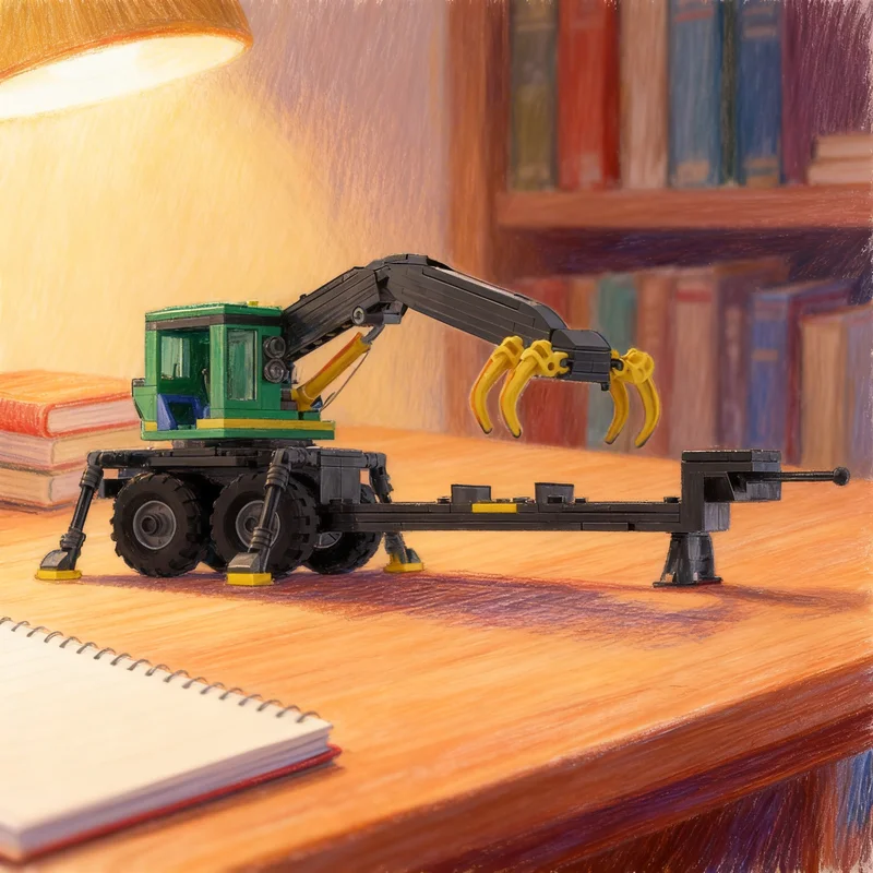 

485 деталей MOC: Тяжелый грузовик-погрузчик для лесозаготовок, модель для города и фермы, строительные блоки, подарок для самостоятельной сборки, креативный коллекционный декор, премиум-класс