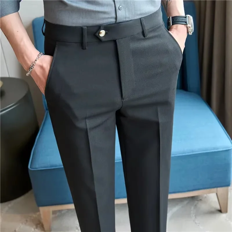 

Spring Autumn New Men's Suit Pants Business Casual Slim Fit Men's Straight Leg Trousers Taliored Plus Size Groom's Pants