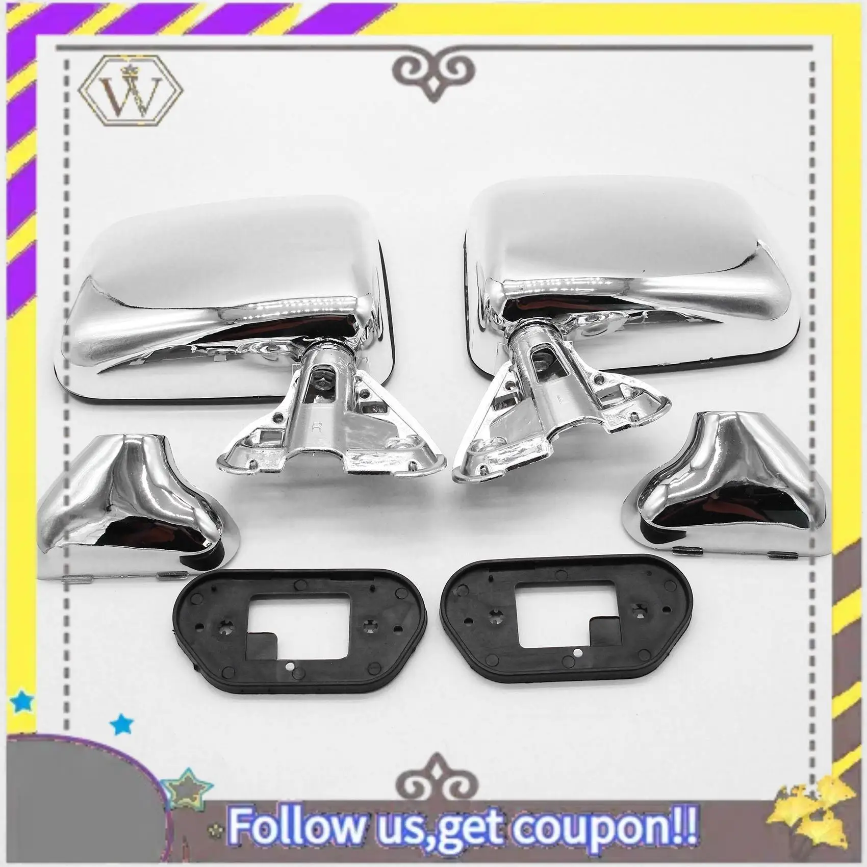 

ABXV-Left+Right Car Chrome Rear View Mirror Side Door Mirror Assembly For Toyota Hilux 1997-2001 Rearview Mirror