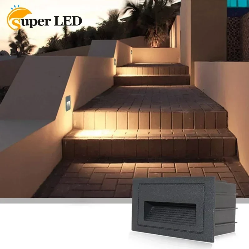 

LED Step Light Waterproof Wall Corner Stair Light Embedded Park Hallway Outdoor Square Step Light