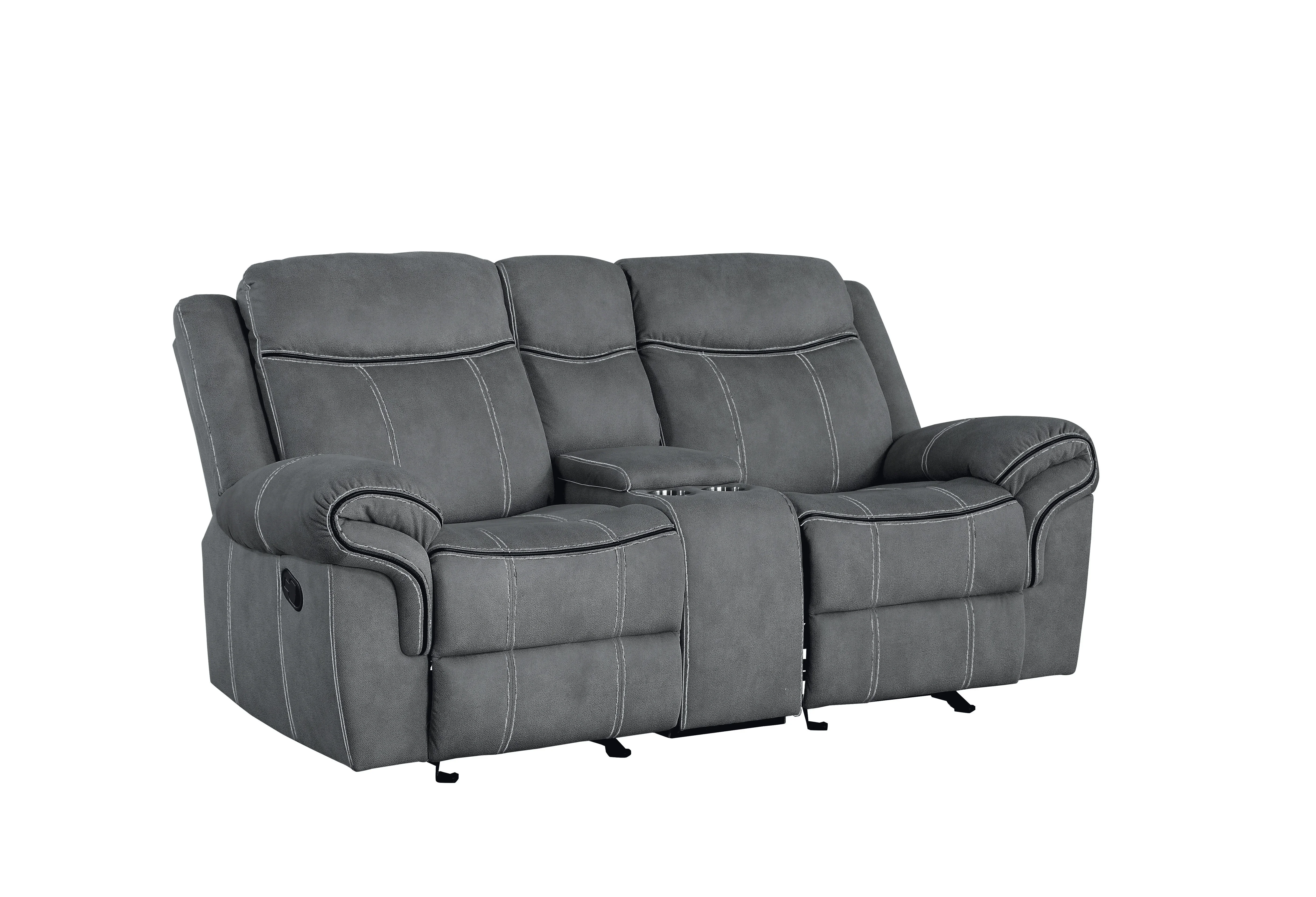 ACME Zubaida Loveseat w/Console (Glider & Motion), 2-Tone Gray Velvet