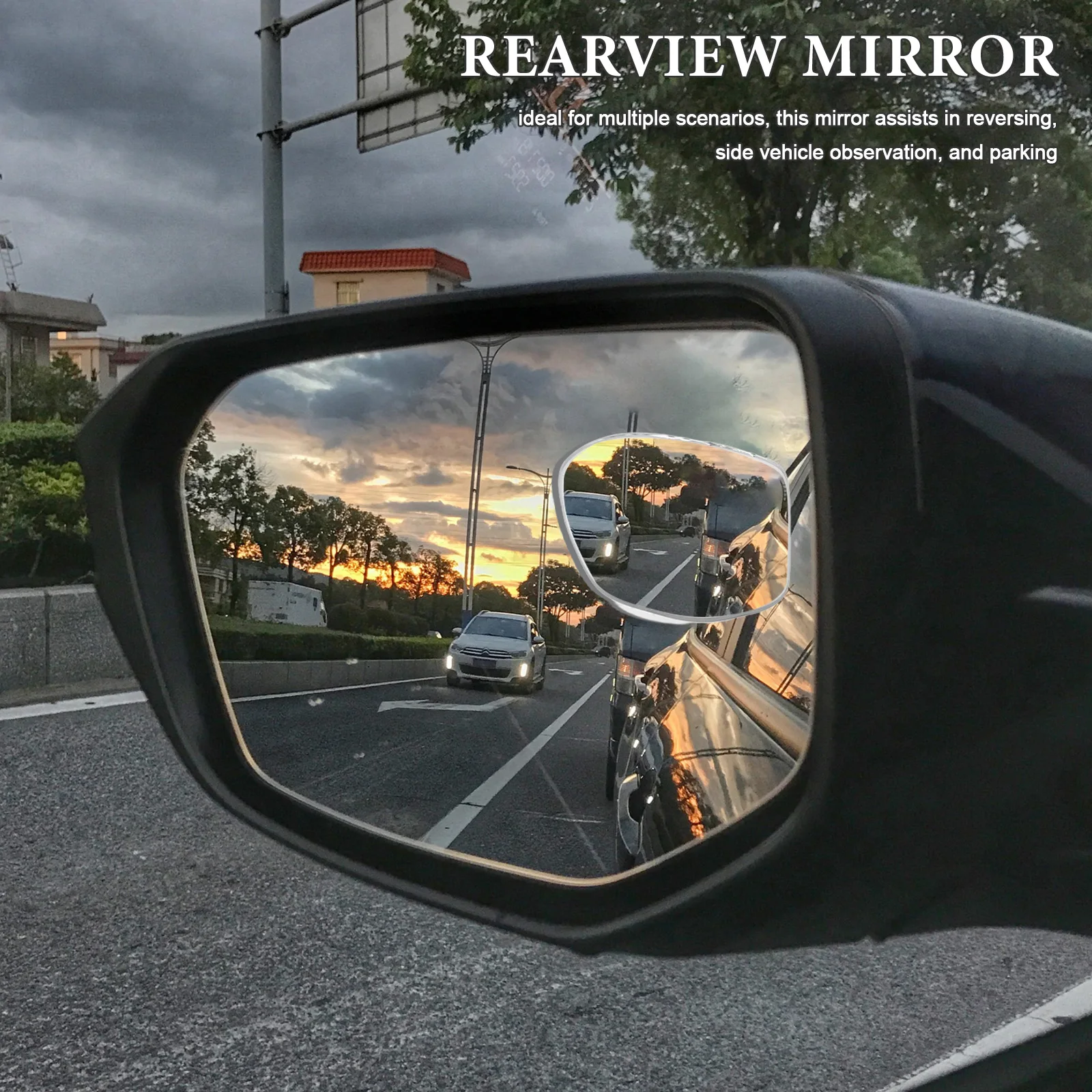 

2pcs Vehicle Rear View Mirror Mirror Wide Angle Rear View Auxiliary for Cars Trucks High Definition