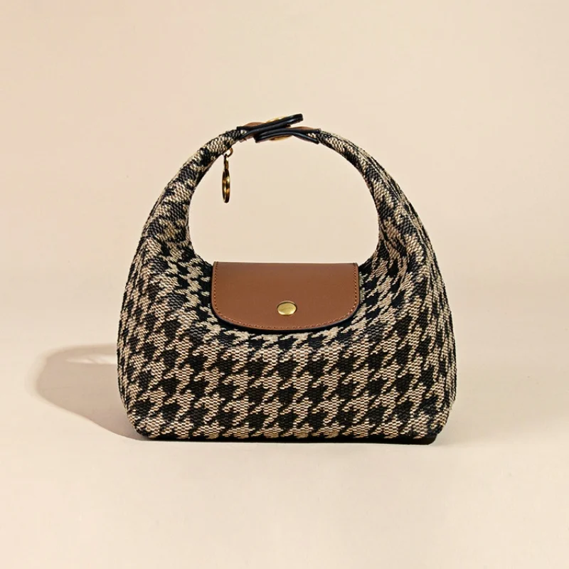 

Houndstooth Canvas Hobo Bag for Women, Premium Convertible Shoulder & Underarm Tote, Unique Designer Commuter Bag