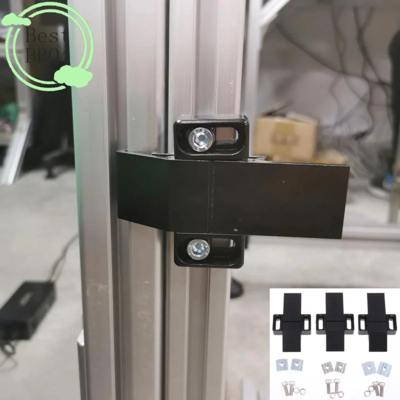 (BBQ4)Black Aluminum Alloy Door Hasp Lock Frame Fixing Parts Suitable For 3030 4040 4545 European Standard Aluminum Profile