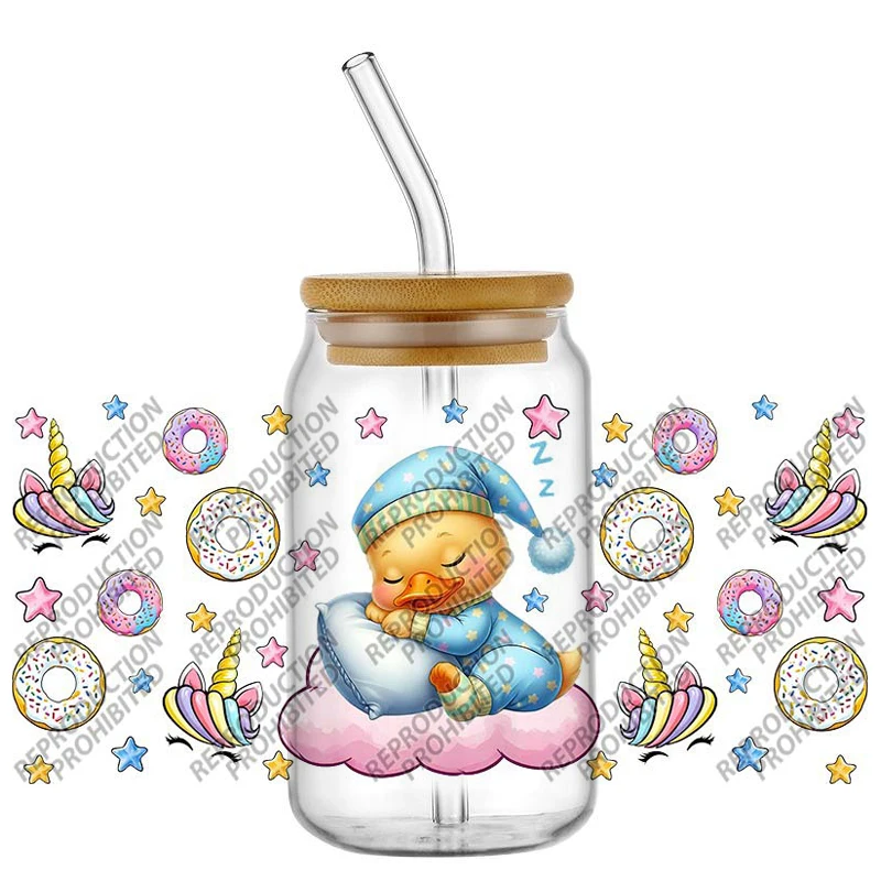 

Super cute Cartoon Sleeping animal Waterproof DIY Decals 3D Transfers Stickers 16oz UV DTF for Glasses cup Wraps