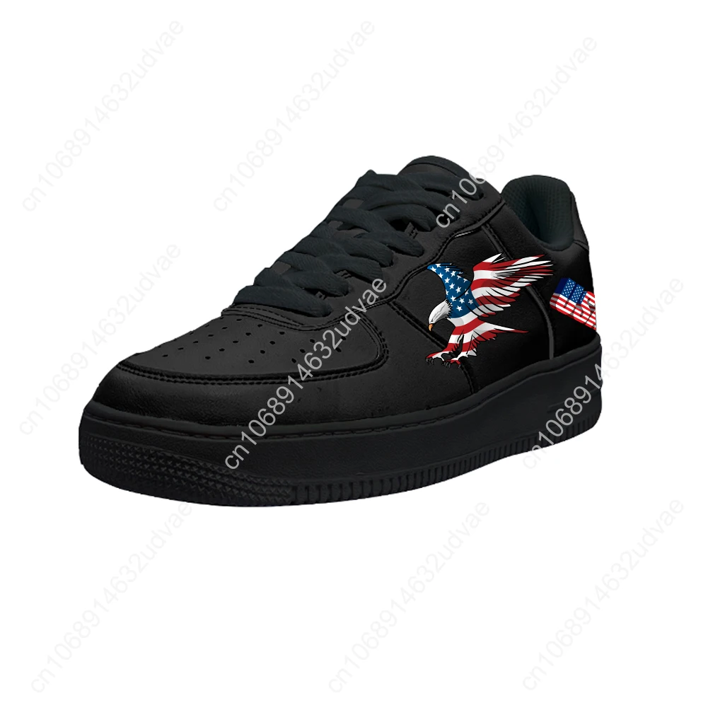 USA Flag America Red Blue White Art Shoes AF Basketball Mens Womens Running Sports Flats Force Sneakers Custom Made Shoe