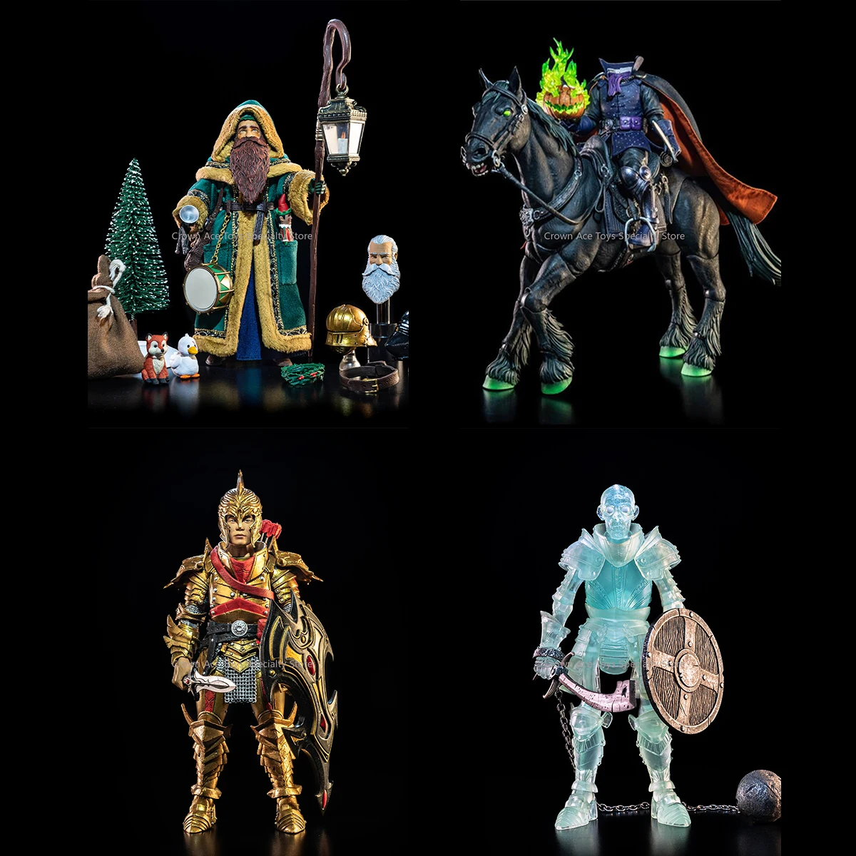 The Four Knights Mythical Legion 1/12 Scale Headless Knight Santa Claus Golden Armor Blue Skull Full Set 6in Action Figure Gifts