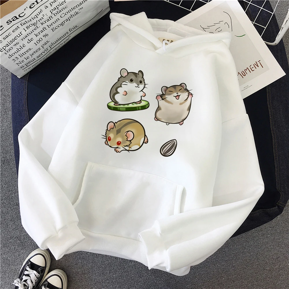 Hamster hoodies women y2k aesthetic Fleece 90s Kawaii sweatshirts female graphic Hooded Shirt