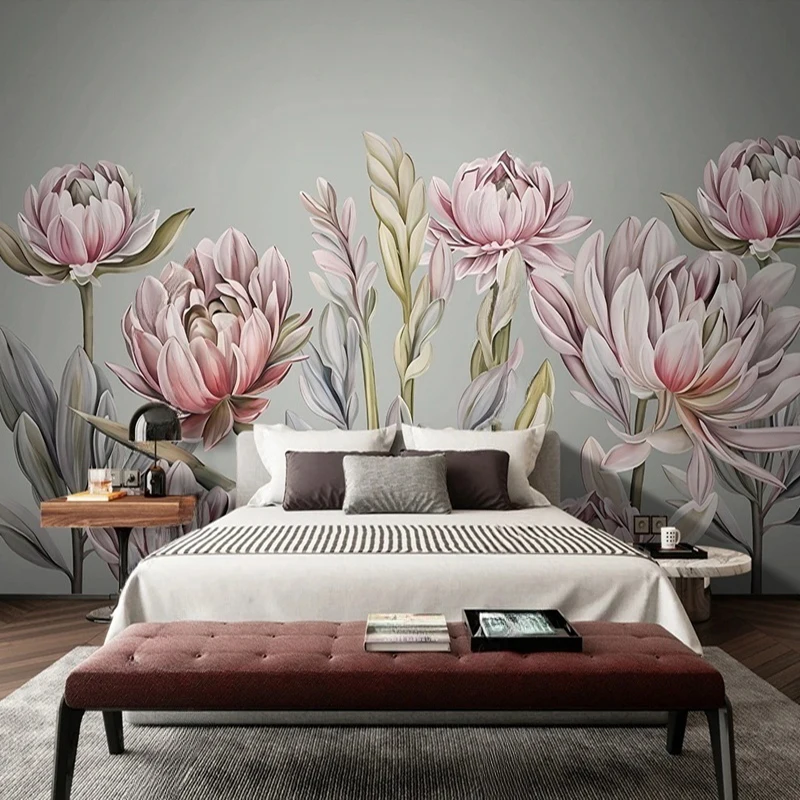 Self-adhesive Any Size Photo Mural Floral Pattern Decorative Painting Wallpaper For Living Room Bedroom Background 3D