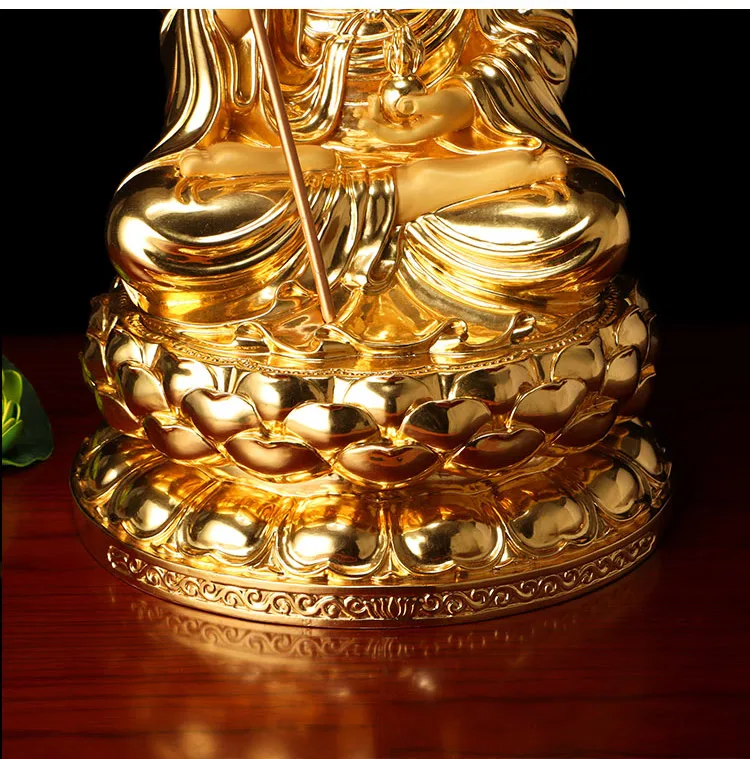 عالية الجودة بوذا ksitigarbha Dizang pusa المنزل تعويذة فعالة يبارك آمنة الصحة حسن الحظ التذهيب تمثال الله النحاس #5