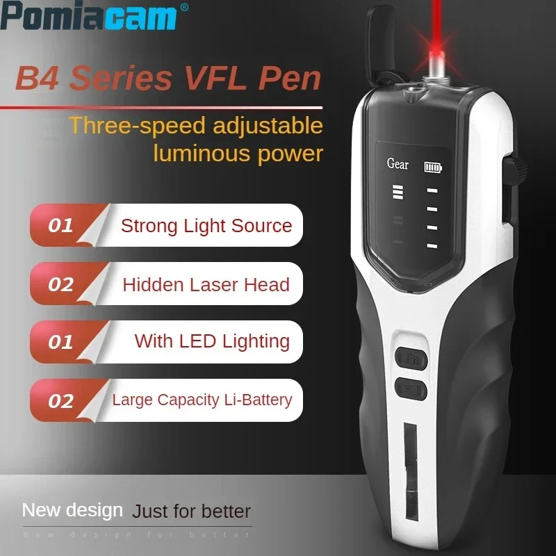 

B4 visual fault locator PC+ABS Portable Optical fiber laser pen FTTH VFL fiber optic equipment 30mw Rechargeable 10mw 20mw 30KM