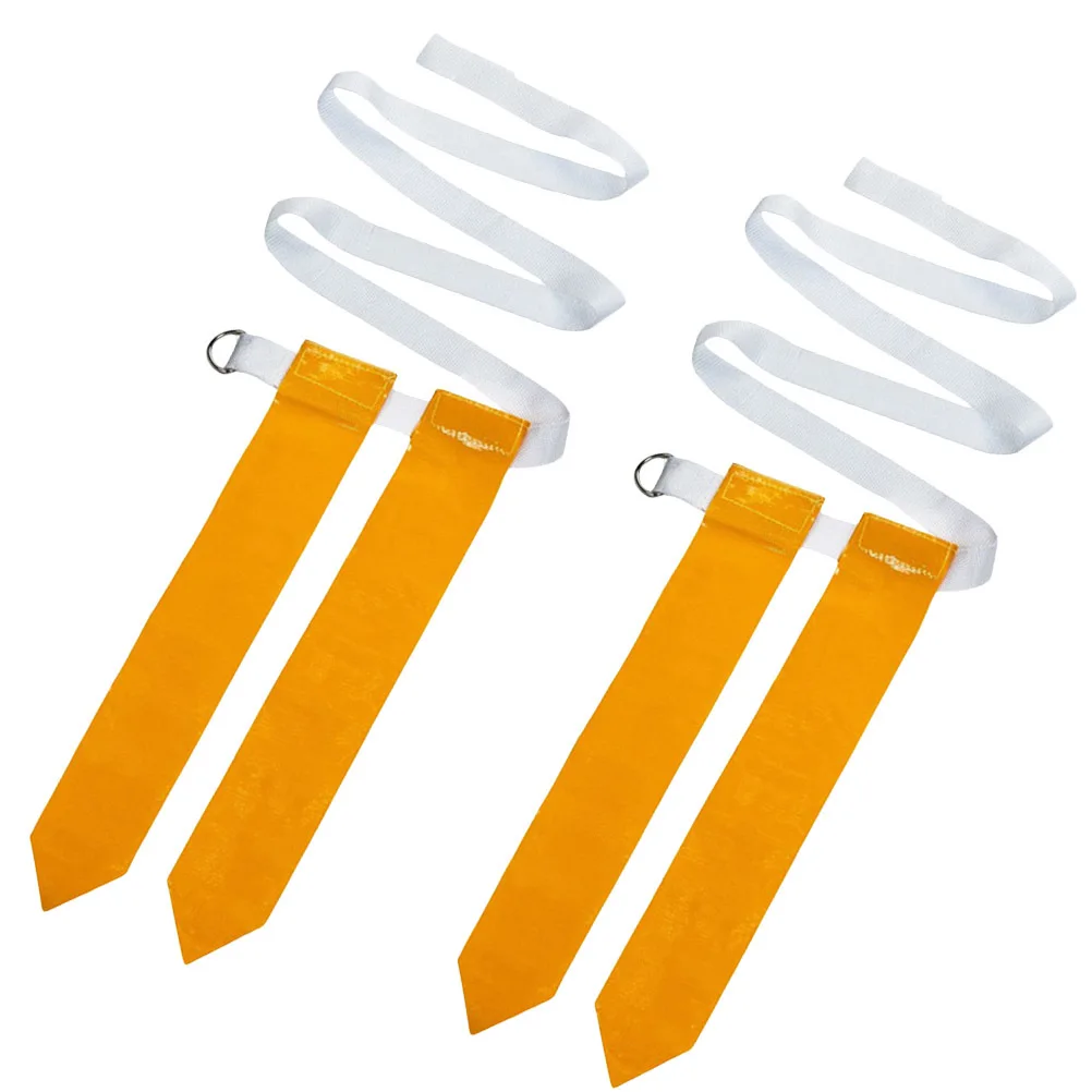 2 Buah Sabuk Bendera Pinggang Sepak Bola Amerika Aksesori Pita Rugby Nilon Putih Kuning untuk Latihan dan Pertahanan Permainan