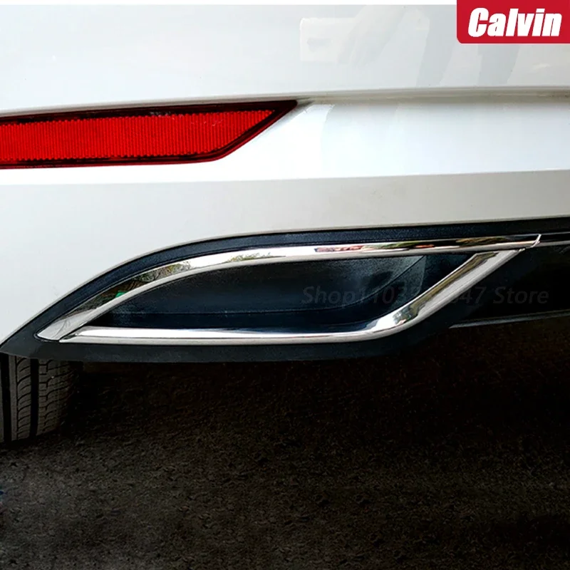 2PCS ABS Chrome Car Rear Exhaust Pipe Muffler Tips Cover Trim For VW Golf 7.5 MK7 Accessories 2018 2019