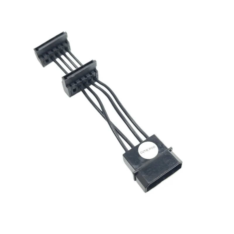 4Pin IDE Molex to 2-Port 15Pin SATA Hard Drive HDD SSD Power Supply SHORT Cable CORD 18AWG Wire PC DIY