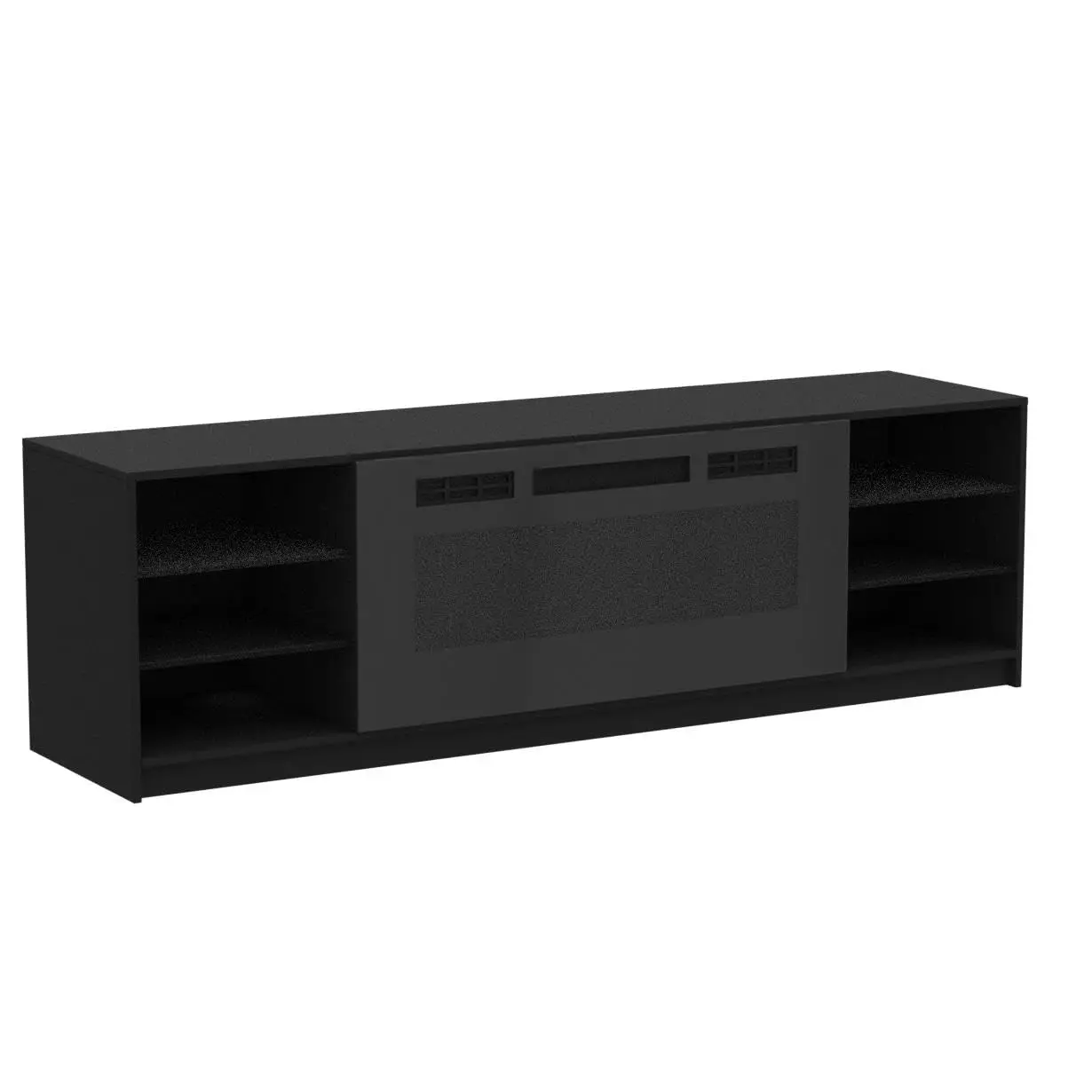 #High Gloss Electric Fireplace TV Stand LED Storage Fits 90" TV 79" W Black, Customized