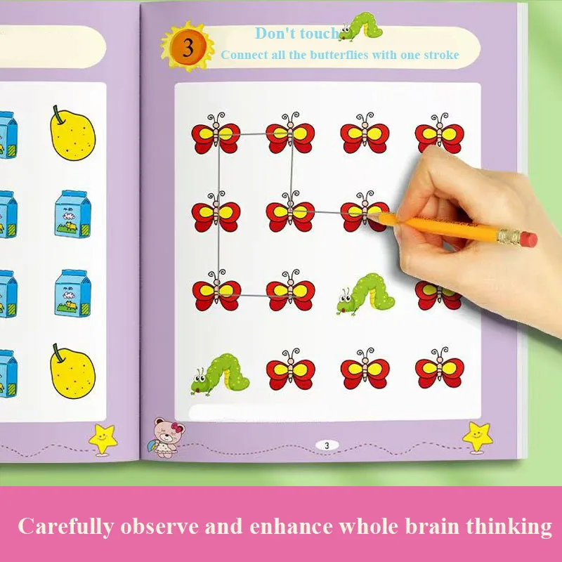 Um curso em uma linha: Livro didático de potencial cerebral inteiro para crianças Desenvolver o pensamento cerebral Livro de treinamento de concentração lógica