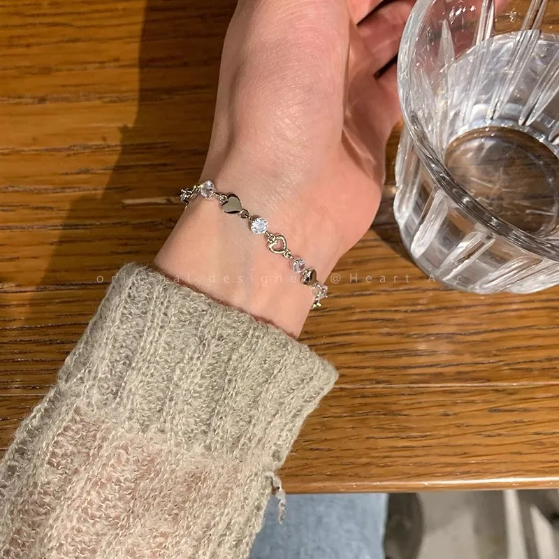 Love Zircon Bracelet Women's 2025 New Arrival Light Luxury All-match Accessories Niche Design High-grade Exquisite Bracelet