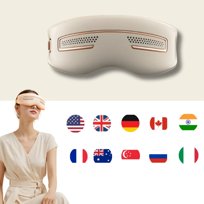 

Массажер для глаз с функцией охлаждения и нагрева, Bluetooth-музыкой, 12 массажными насадками, регулируемой температурой, перезаряжаемый прибор для ухода за глазами