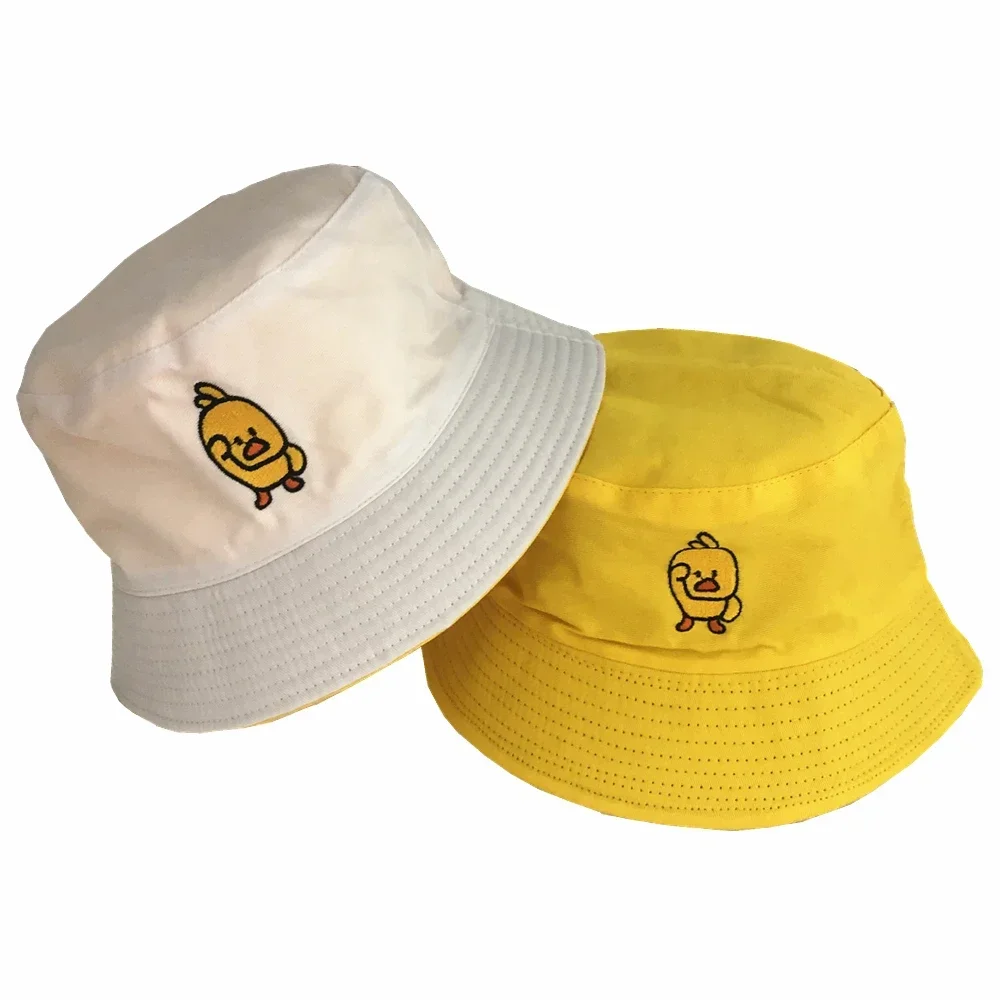 New Duck Summer Bucket Hat for Men Women Fashion Cotton Reversible Bob Femme Caps Panama Sad Boys Fold Sun Beach Fisherman Hat