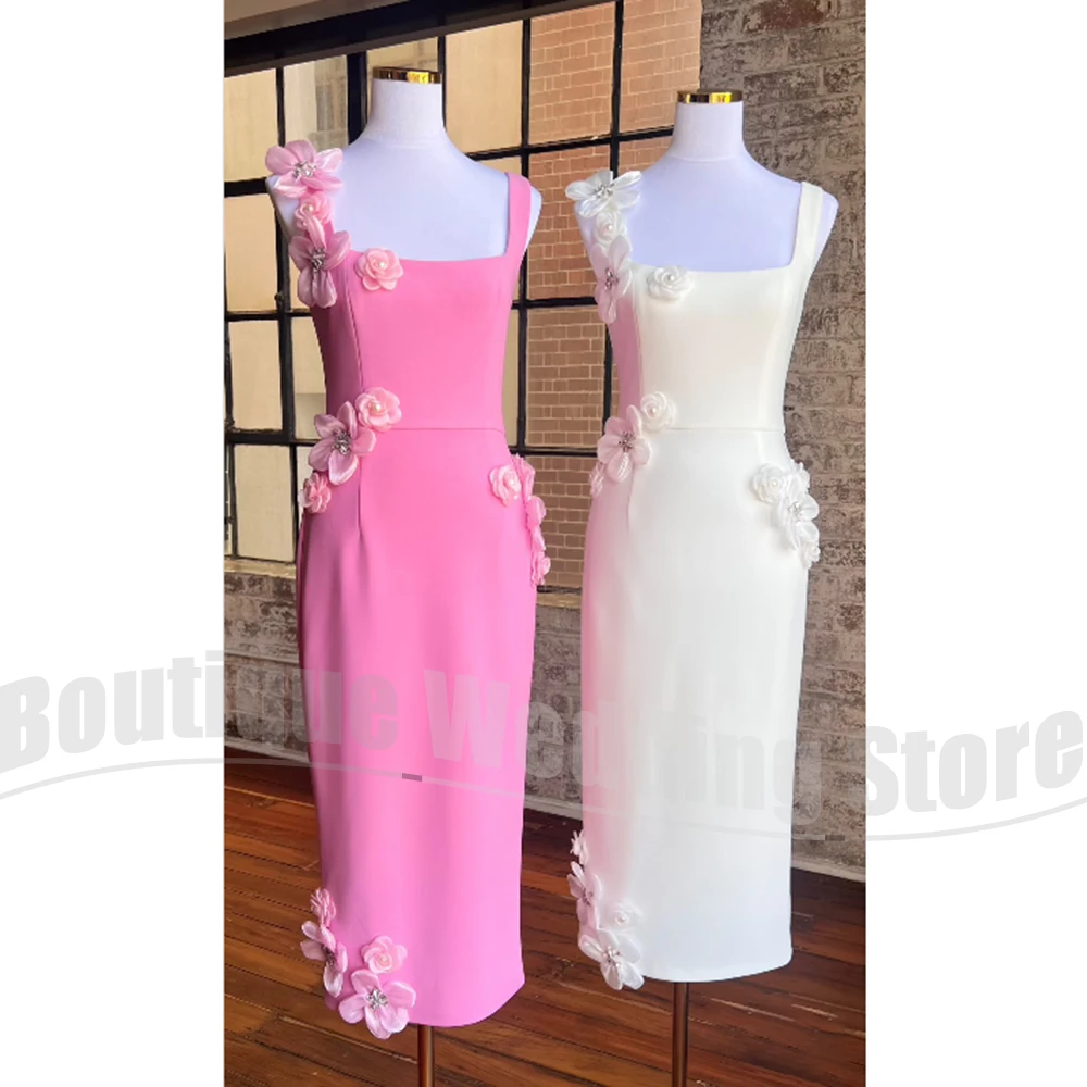 

Модные платья для выпускного вечера с 3D цветочной аппликацией с квадратным вырезом без рукавов Вечерние платья Свадебные банкетные коктейльные платья