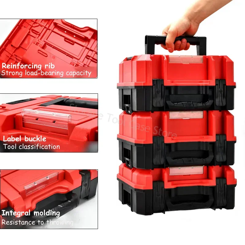 Stackable Toolbox Plastic Case Household Portable Hardware Tools Storage Box Professional Electrician Tool Box Organizer Box