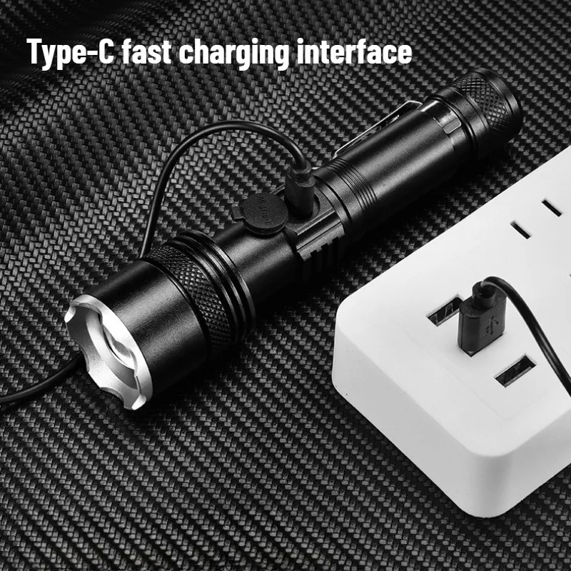 Rechargeable LED Flashlight Zoomable Waterproof Aluminum Alloy Torch with Clip Magnet for Outdoor Hiking Camping Night Use view 5