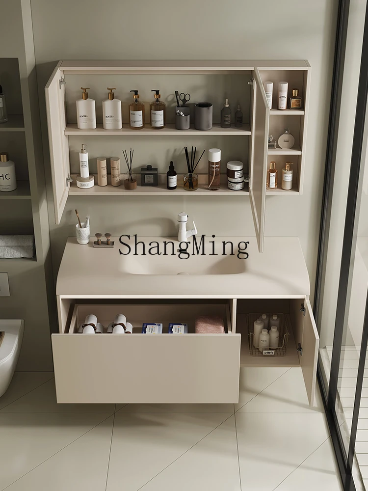 

CL luxury cream style bathroom cabinet combination integrated wash basin washbasin