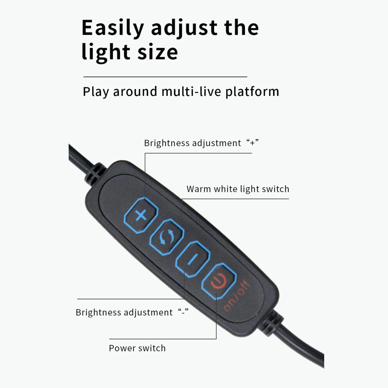 LED دائرة الضوء 10in البث المباشر ملء زاوية الضوء قابل للتعديل عكس الضوء كليب على ضوء حلقة LED مع حامل