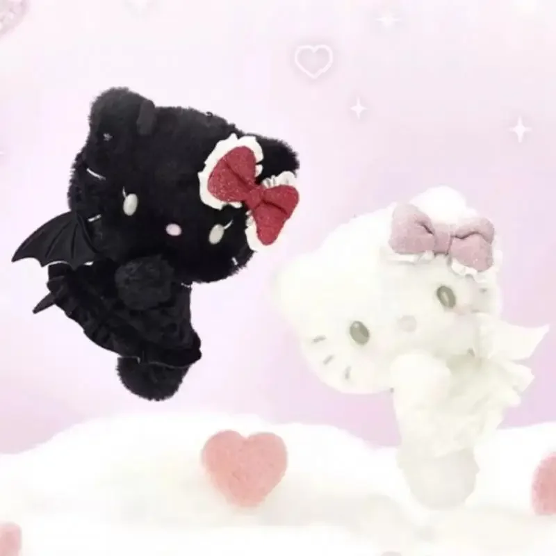 

Kawaii Sanrio Hello Kitty плюшевая кукла брелок мультфильм черная кожа Kt плюшевый кулон Demon Angel Kt мягкие игрушки украшения подарки