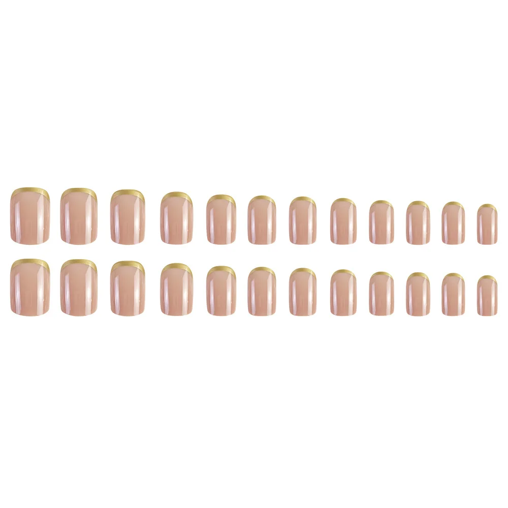 Korte vierkante pers op nagels Franse manicure Klassieke witte punt Eenvoudige lijm op volledige dekking Kunstnagels voor dames Dagelijks