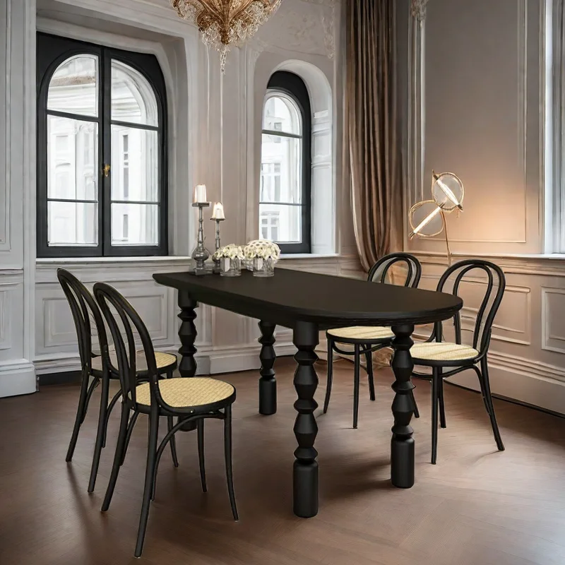 

Italian Black Oval Dining Tables Party Event Luxury Salon Dining Tables Modern Breakfast Wooden Tavola Da Pranzo Home Furniture