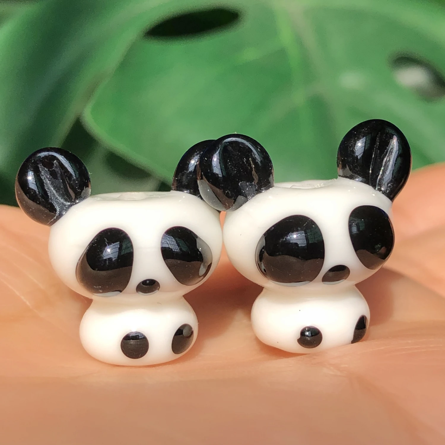 19x19mm Lovely Panda Lampwork Glass Beads Handmade Animals Pendant Crafts Beads For Jewelry Making DIY Accessories Bracelet