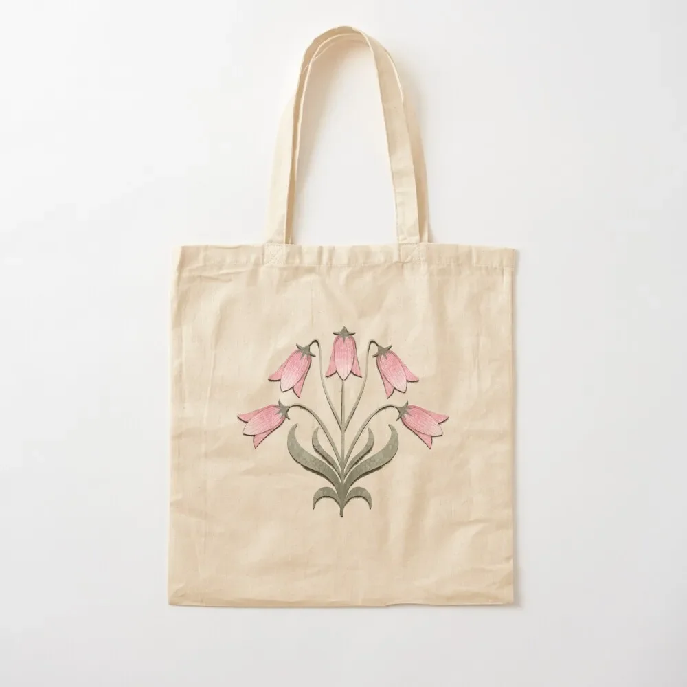 

Art Nouveau Bellflower Emerald Green and Pink Tote Bag the tote bag Handbags Tote Bag