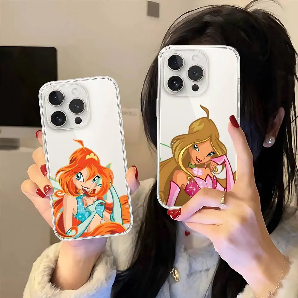 Girl-W-Winx-Cute-Clubs جراب هاتف آيفون 17 16 15 14 Plus 13 12 11 Pro Max غطاء خلفي للهاتف غطاء شفاف مقاوم للصدمات