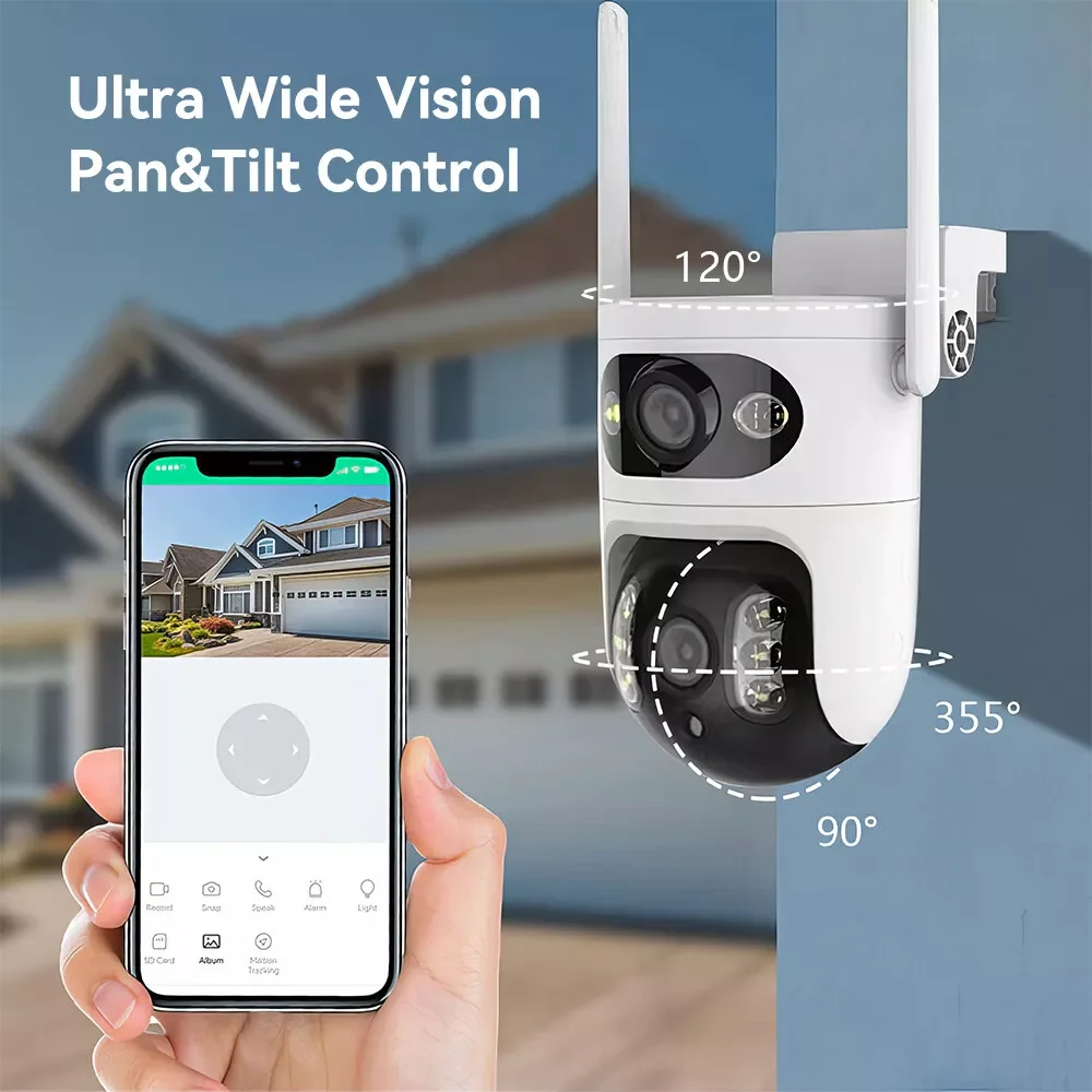 1080P Dual Lens Home Security Camera Wireless WiFi CCTV PTZ IP Cam Surveillance