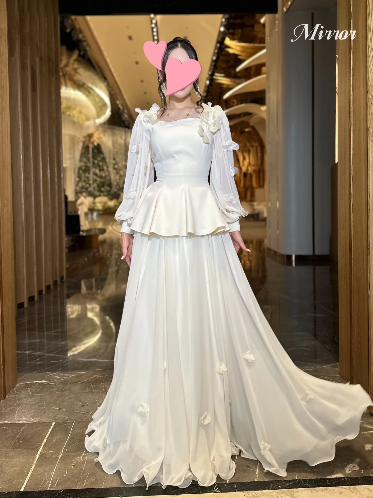 

Mirror Dress Elegant Vintage Sweet Beige Flowers Chiffon A-Line Customized Formal Occasion Prom Dress Evening Party Gowns