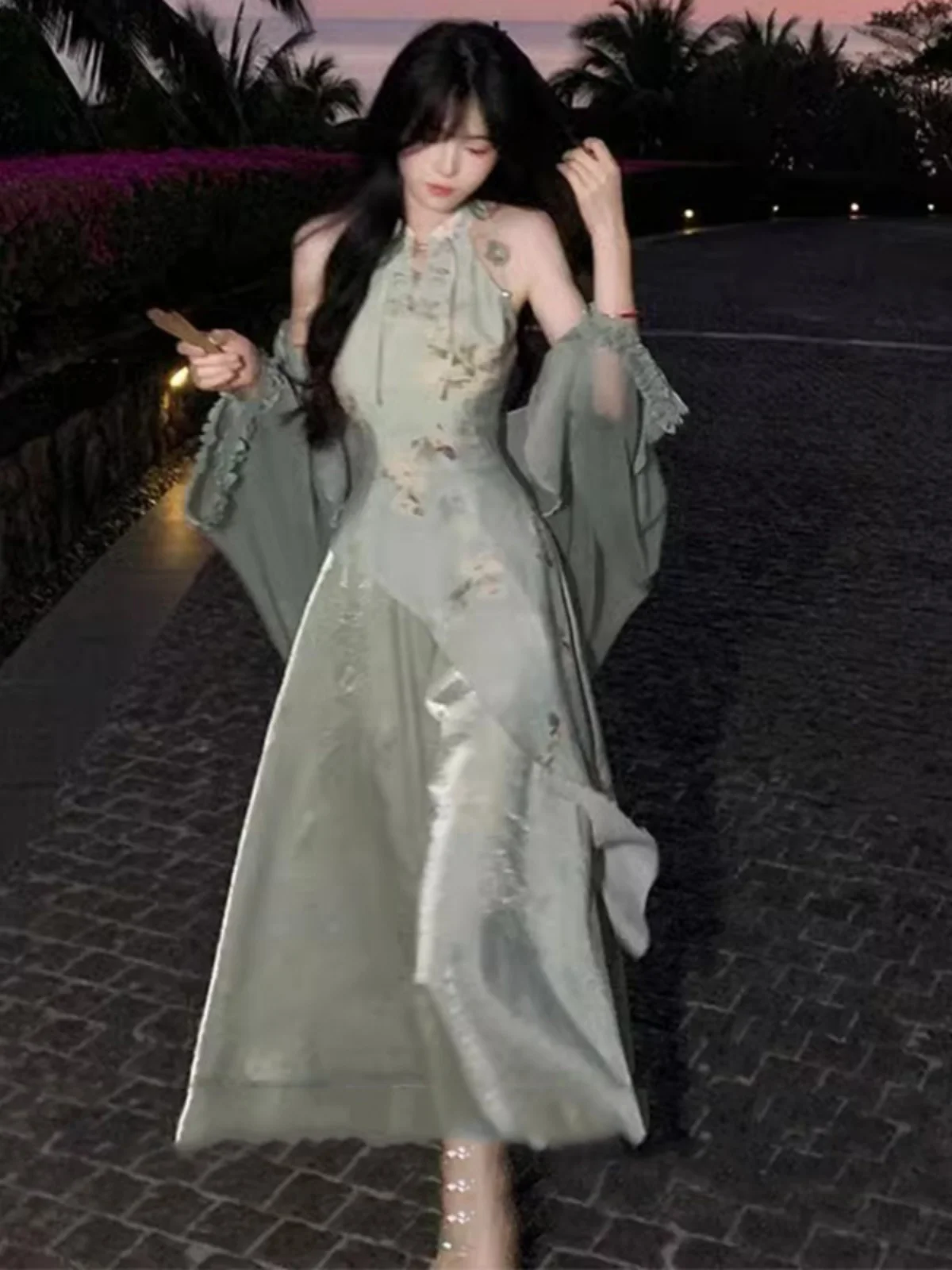 Ele een Svel Ne Hanging Qipao Dr Chinese Sle Women's Faion Retro Design Daily Wear Polyester Fiber