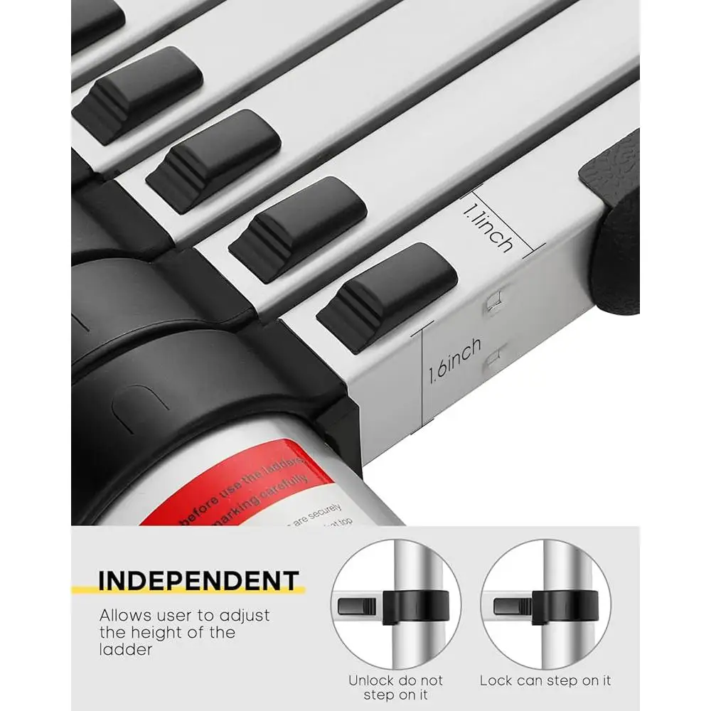 Telescoping Ladder 10.5FT Aluminum Extension Lightweight Retractable Ladder with Non-Slip Rubber Feet Home Use 330 lb Load
