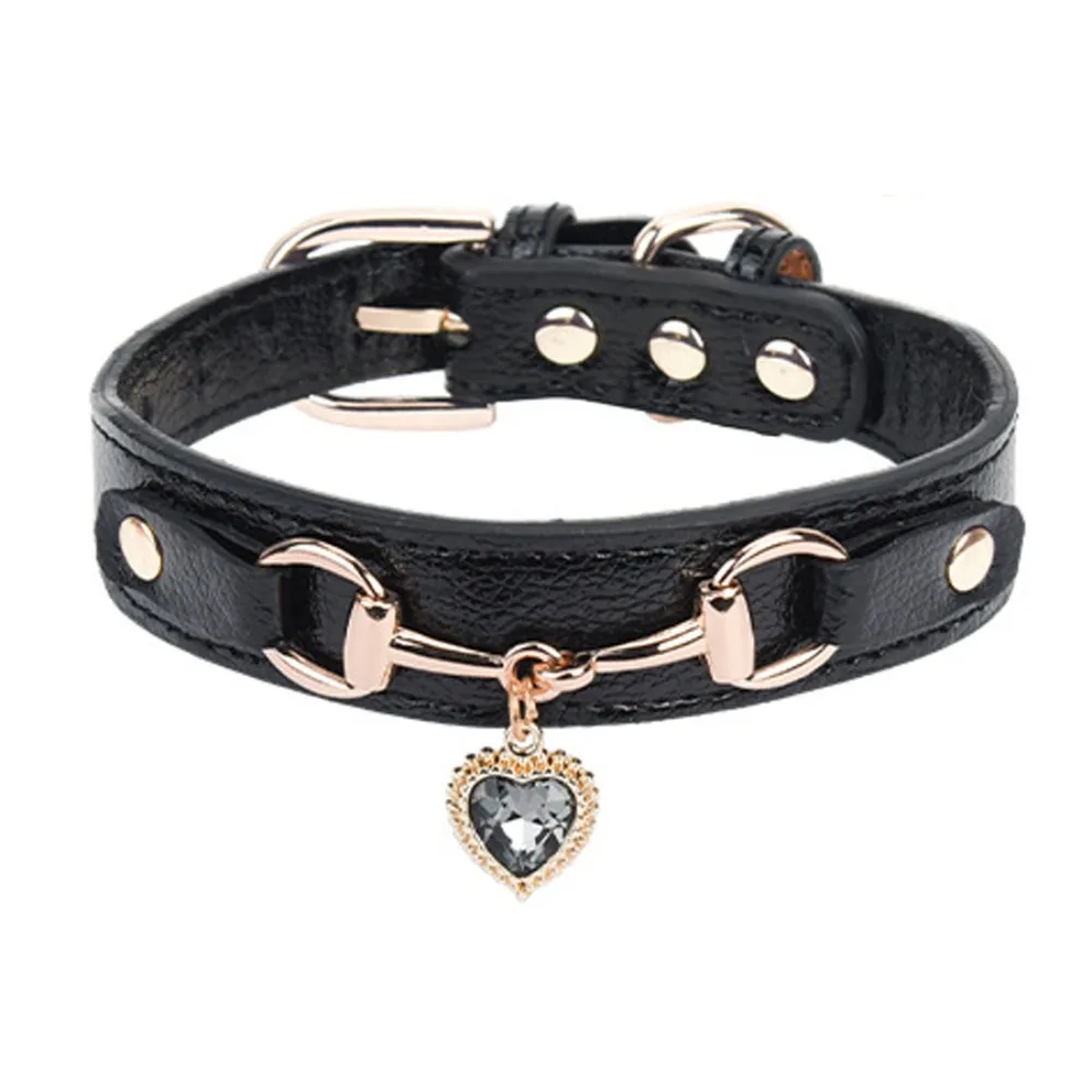 

PU Leather Pet Adjustable Collar Sparkling Rhinestone Decoration Cat&Dog Collar Pet Accessories Puppy Traction Necklace Dog