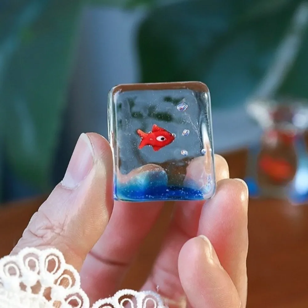 Transparent Mini Pocket Fish Ornaments Cartoon Simulation Miniature Aquarium Ornament Decorative Handcrafted Pocket Fish Statue