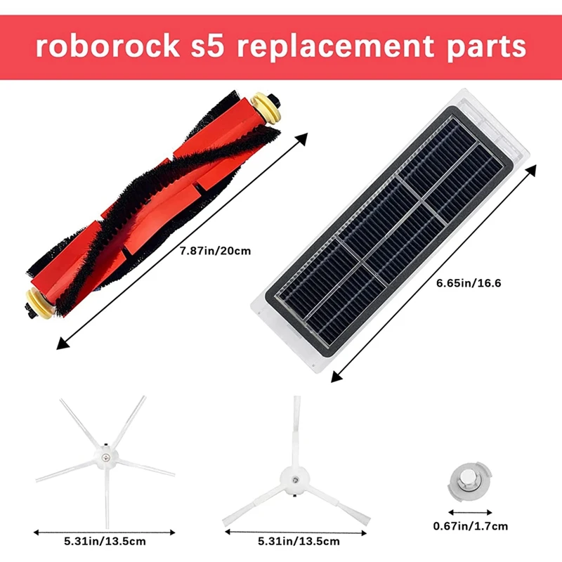 Запасные части для Xiaomi Roborock S4 S5 S6 S6 E4 E20 E25 E35 S50, роботизированный пылесос, основная боковая щетка, фильтры Hepa